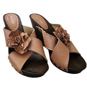Aldo Tan Leather Wedge heel Size 9 NWOT